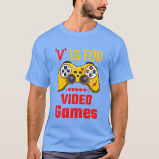 V is voor videogames Funny gamer leuk cadeau T-shirt