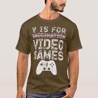 V is voor videogames Funny Vaccination Gamer Boy M T-shirt