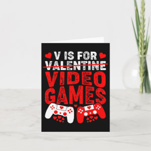 V is voor videogames Funny Valentijnsdag Gamer Kaart