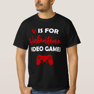 V is voor videogames Funny Valentijnsdag Gamer T-shirt