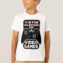 V is voor videogames Funny Valentijnsdag Gamer T-