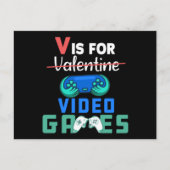 V is voor videogames Funny Valentines Gamer Briefkaart (Voorkant)