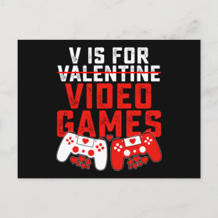 V is voor videogames gaming gamer Valentijnsdag Briefkaart