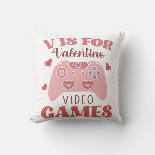 V is voor videogames kussen (Voorkant)