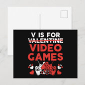 V is voor videogames Valentijn gamer Briefkaart (Voorkant / Achterkant)
