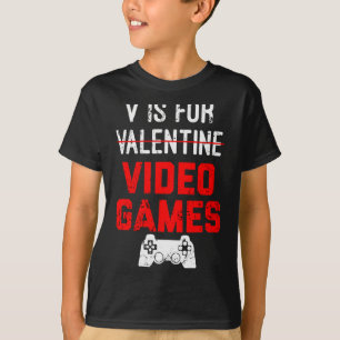 V is voor videogames Valentijnsdag Gamer Jongen Ma T-shirt