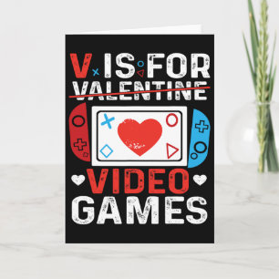 V is voor videogames Valentijnsdag Gamer Valentijn Kaart