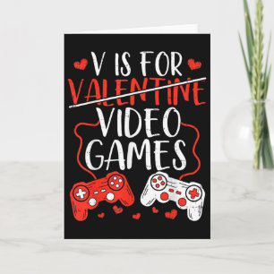 V is voor videogames Valentijnsdag Gamer Valentijn Kaart