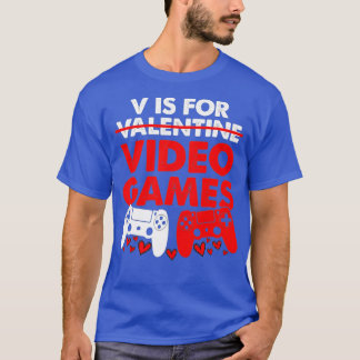 V is voor videospelletjes Mannen Funny Valentijnsd T-shirt