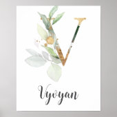 V Lettre Monogram Greenery Nursery Impression de n (Devant)
