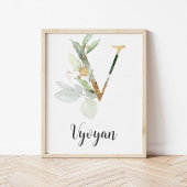 V Lettre Monogram Greenery Nursery Nom Impression 