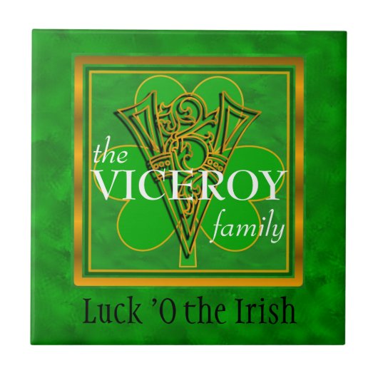 V "Luck of the Irish" Family Custom Monogram Tile Tegeltje (Voorkant)