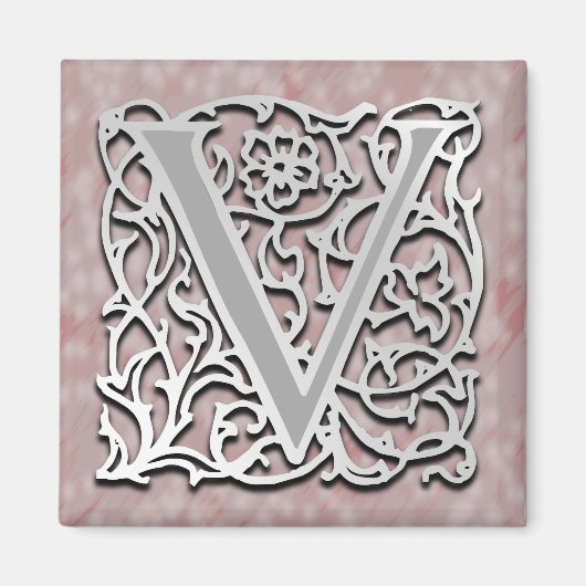 V Magnet Carré Monogramme 'Pierre d'Argent' 2" (Devant)