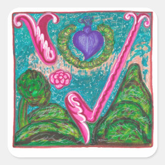 V - MINIATURE VIERKANTE STICKER