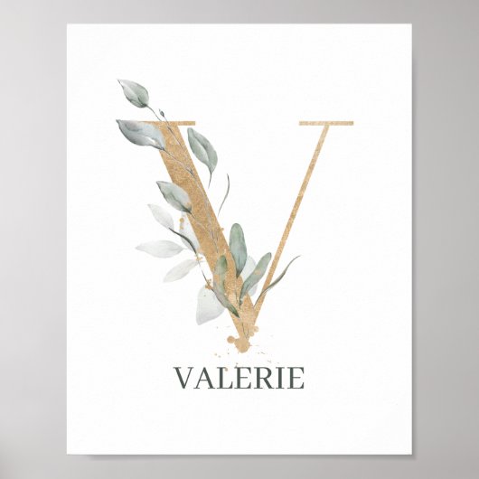 V Monogram gepersonaliseerd Poster (Voorkant)