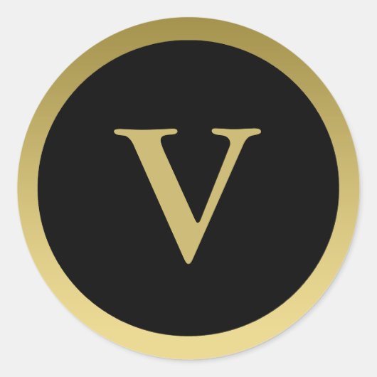 V :: Monogram V Elegant Gold et Black Sticker (Devant)