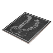 V monogramme" carreau de céramique en pierre gris (Côté)