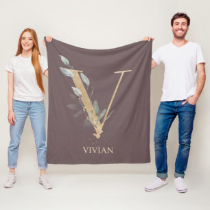 V Monogramme Floral Couverture en polaire personna