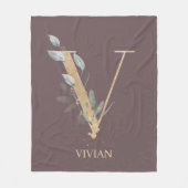 V Monogramme Floral Couverture en polaire personna (Devant)