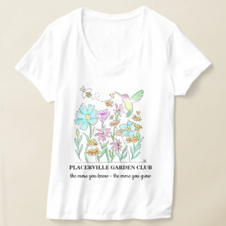 V-neck T-shirt with Garden Design