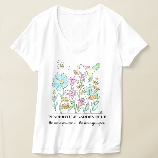 V-neck T-shirt with Garden Design (Poser)