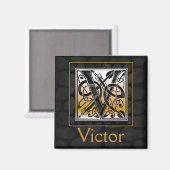 V Nom Monogram "Celtic Black Stone" Square Magnet (Recto/Verso)