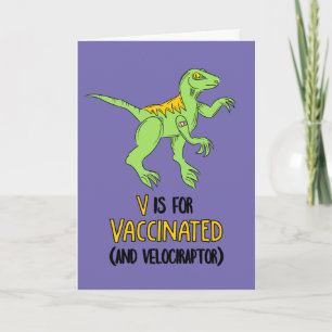V staat voor Vaccinated Let's Get Together Dinosau Kaart