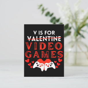V staat voor Video Games Funny Valentijnsdag Gamer Feestdagenkaart