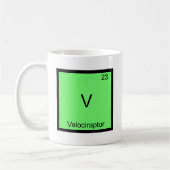 V - Symbool Velociraptor Funny Chemistry Element Koffiemok (Links)