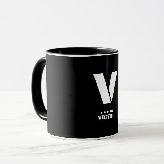 V(Victor) NAVO fonetisch alfabet & morse code Mok (Voorkant links)