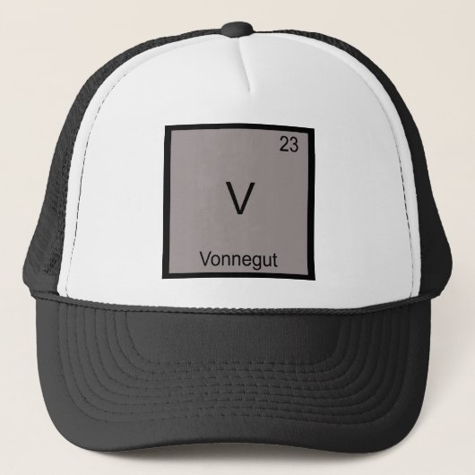 V - Vonnegut Funny Chemistry Element Symbol T-shir Trucker Pet (Voorkant)