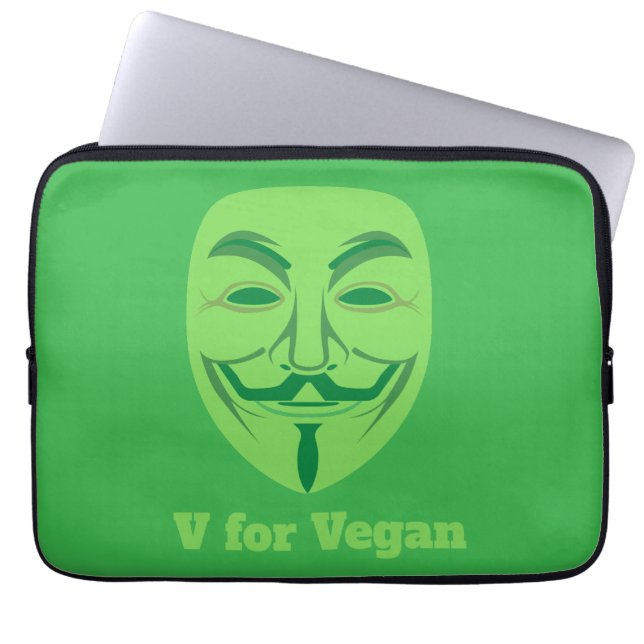 V voor veganist laptop sleeve (Voorkant)