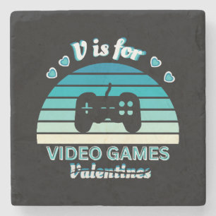 V voor videogames, niet Valentijnsdag - Grappige R Stenen Onderzetter