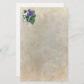 V voor Violets Flower Monogram Briefpapier (Voorkant / Achterkant)
