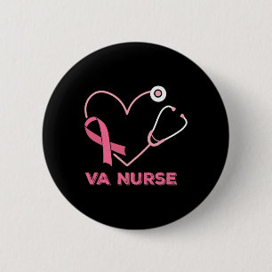 VA Verpleegkundige Hart Stethoscoop Roze Lint Scha Ronde Button 5,7 Cm