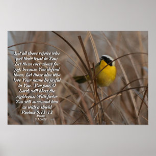 Vaak gele vogelpsalm 5:11&12 Afdrukken Poster