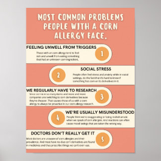 Vaak voorkomende problemen van een maïsallergie poster