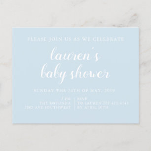 Vaal blauw Uitnodiging tot Baby shower Briefkaart