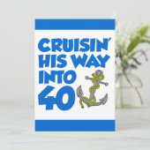 Vaar je een weg naar 40 Invite Kaart (Staand voorkant)