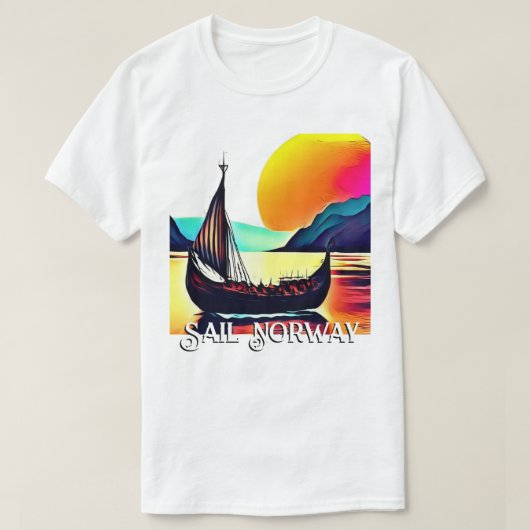 Vaar Noorwegen met Vikingschip T-shirt (Design voorkant)