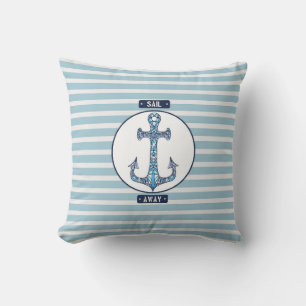 Vaar weg nautisch anker - Coastal Blue Stripes Kussen