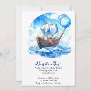 Vaar zetten: Nautical Boy Baby shower Kaart