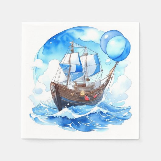 Vaar zetten: Nautical Boy Baby shower Servet (Voorkant)
