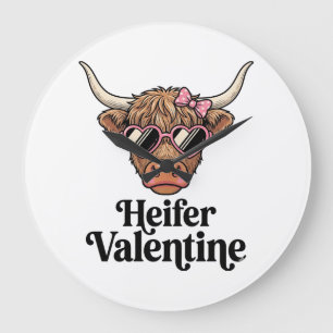 Vaars Valentijn Highland Rund Vintage Ontwerp_1 Grote Klok