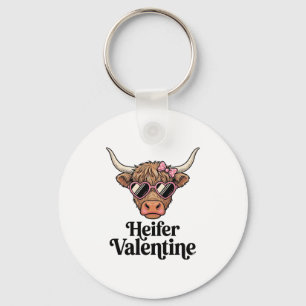 Vaars Valentijn Hooglandrund Vintage Ontwerp_1 Sleutelhanger