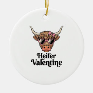 Vaars Valentijns Hooglandrund Vintage Ontwerp_1 Keramisch Ornament