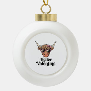 Vaars Valentijns Hooglandrund Vintage Ontwerp_1 Keramische Bal Ornament