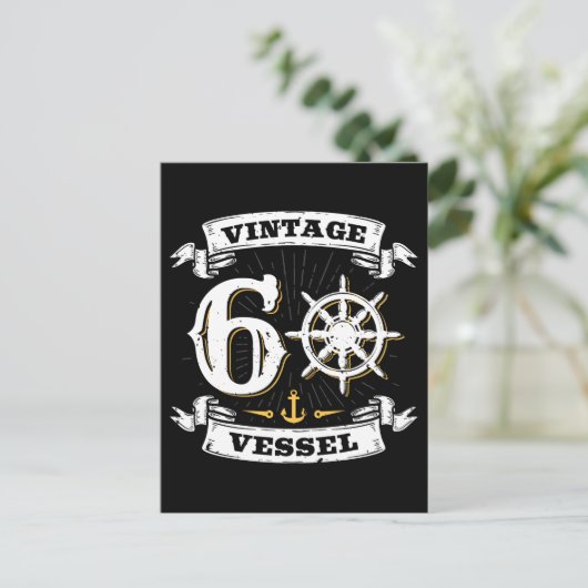 Vaartuig 60e Verjaardag Zeilen Nautisch Briefkaart (Staand voorkant)