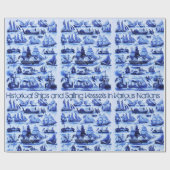 VAARTUIGEN EN SCHEPEN, marineblauw Cadeaupapier (Vlak)