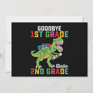 Vaarwel 1e klas Hallo 2e klas T Rex dinosaurus Kaart